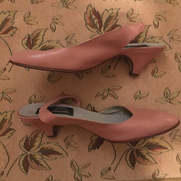70's Vintage Beautiful Pink Moya Bowler SlingBack Shoes - Picture 3 of 6